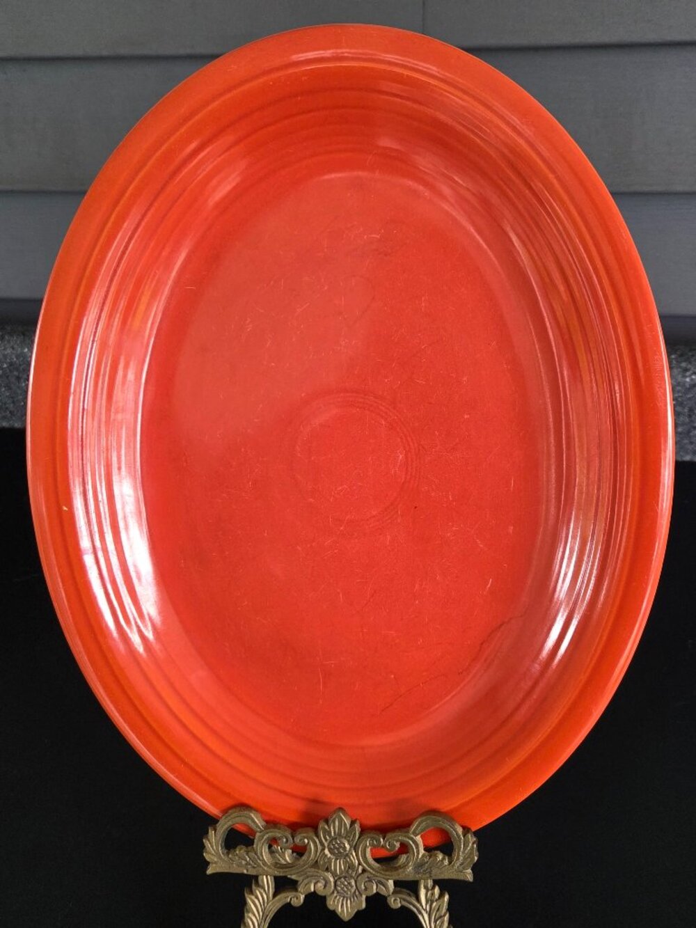 Genuine Fiesta Orange Oval Serving Platter Homer Laughlin USA 12.5” x 9.75"